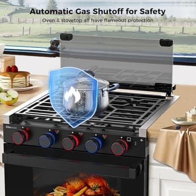 CAMPLUX Elite RV Stove Propane Range 21 Inches, 1.8 Cu.ft. Propane Oven with 3 Burners Cooktop, RV Gas Oven Stove Combo 28,100 BTU/Hr, Black, RGP21MGB - Image 5