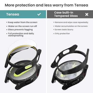 Tensea [5+5Pack for Samsung Galaxy Watch 7 Screen Protector Case 44mm Accessories, Hard PC Bumper/HD Anti-Fog Tempered Glass Protective Film, Face Cover Set, Galaxy Watch 7 Case for Women Men - Image 3