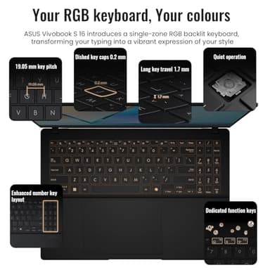 ASUS Vivobook S AI Copilot+ PC Business Laptop, 15.6" 2.8K 120Hz, AMD Ryzen AI 9 HX 370, 32GB RAM, 2TB SSD, Radeon Graphics, Wi-Fi 6, RGB Backlit KB, W11 Pro, Bundle with ADATA 512GB External SSD - Image 4
