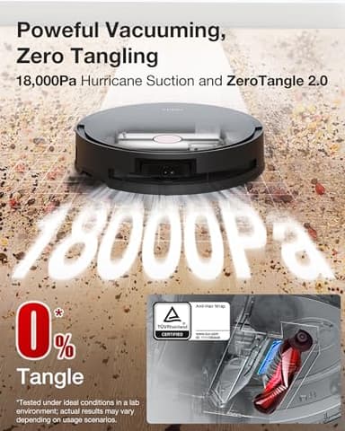 Yeedi S14 Plus Robot Vacuum and Mop, 18,000Pa Suction, OZMO Roller Mopping, ZeroTangle 2.0, TruEdge 3D Sensor, All-in-One Station with Auto Hot Water Washing & Self-Drying, Black - Image 5