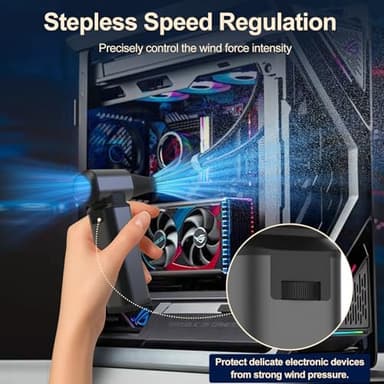 Compressed Air Duster, 180000PRM Electric Air Duster with Stepless Speed Regulation, USB Rechargeable Cordless Portable Air Blower for Home, Car, Computer, and Keyboard Cleaning - Image 3