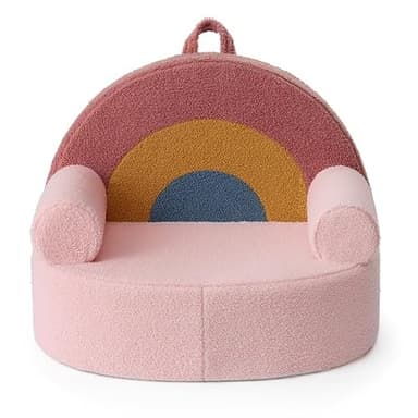Blissful Diary Toddler Chair Comfy, Foam Kids Chair with Soft Teddy Plush, Toddler Reading Chair with Cute Arclet Designs- Blush Pink - Image 1