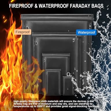 5 Pack Faraday Bags for Laptops & Tablets & Phones & Car Keys, Anti-Tracking Faraday Cage, Signal Blocker Pouch, Fireproof & Waterproof EMP Bag, Faraday Key Fob Protector - Image 3