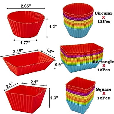 SmartKitch Silicone Cupcake Liners & Muffin Cups - 36pcs Non-Stick Silicone Lunch Box Dividers & Bento Box Accessories - Image 2