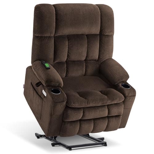 MCombo Oversized Power Lift Recliner Chair for Elderly, Dual Motor Lift Chair with Heat and Massage, Lay Flat Lift Chair for Big and Tall, Cup Holders, Fabric R7891 (Oversize, Mocha) - Image 1