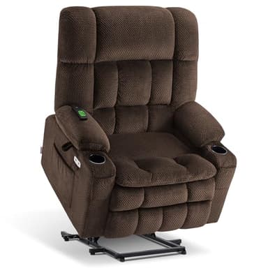 MCombo Oversized Power Lift Recliner Chair for Elderly, Dual Motor Lift Chair with Heat and Massage, Lay Flat Lift Chair for Big and Tall, Cup Holders, Fabric R7891 (Oversize, Mocha) - Image 1