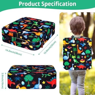 Toddler Booster Seat for Kitchen Chair, Non-Slip Kids Dining Table Booster Seat with Adjustable Safer Straps, Portable Baby Eating Travel Camping Increasing Cushion - Image 5