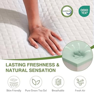 EGOHOME 6 Inch Full Size Mattress for Kids, Memory Foam Mattress with Cooling Green Tea Gel, Relieve Pressure with Medium Firm Support, CertiPUR-US Certified, 75''L x 54''W, White - Image 5