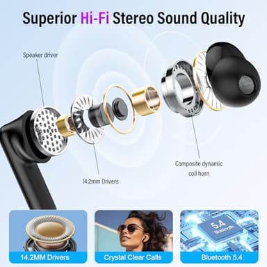 Wireless Earbuds, 48H Bass Stereo Headphones with ANC/ENC - Image 2