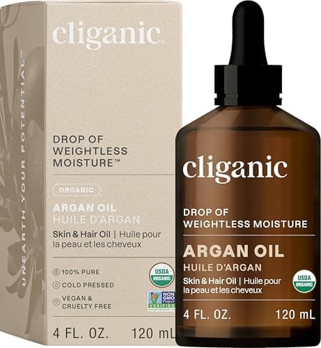 Cliganic Organic Argan Oil, 100% Pure | for Hair, Face & Skin | Natural Cold Pressed Carrier Oil, Imported from Morocco - Image 1