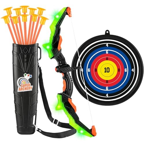 ASMAD Kids Bow and Arrow Set, LED Light Up Archery Toy Set, 10 Suction Cup Arrows, Target & Quiver, Indoor and Outdoor Kids Toys for Children Boys Girls, Christmas Birthday Gifts for Kids(1 Pack) - Image 1
