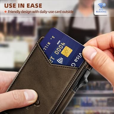 BULLIANT Men Wallet,Money Clip Wallet Slim For Gift Men 9Cards-Metal Credit Card Case in Magnetic Leather Flip - Image 5