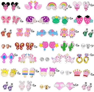 30 Pairs Hypoallergenic Earrings for Girls Sensitive Ears with Stainless Steel Post -Assorted Cute Stud Earrings for Teens Girls Women - Image 2