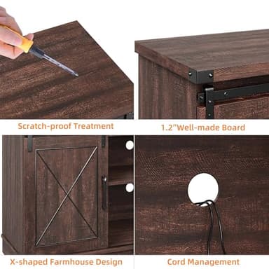 IDEALHOUSE Farmhouse TV Stand and Entertainment Center for TV Up to 65 Inches with Sliding Barn Doors and Adjustable Shelf, Tv Media Console Table with Storage Cabinet for Living Room, Bedroom, Brown - Image 8