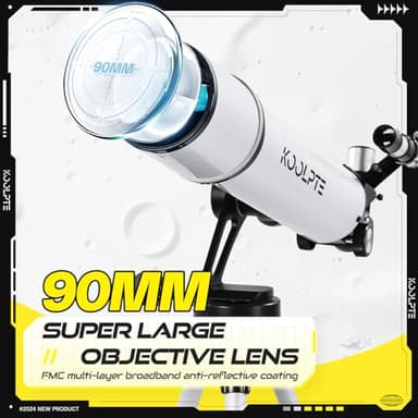 Telescope, 90mm Aperture 700mm - Vertisteel AZ Mounting Base, Highly Adjustable Telescopes, Ideal for Adults, Astronomers & Kids with Carrying Case, Wireless Remote, Phone Adapter (White) - Image 4