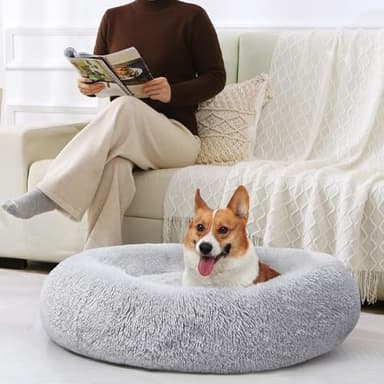JOLLYVOGUE Dog Bed, Calming Anti-Anxiety Large Dog Bed, Fluffy Donut Cushion for Medium and Large Pets (27"/30"/36") - Image 7