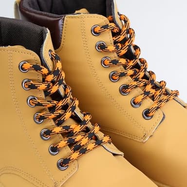 LyloLyla Black Orange Round Strong Boot Laces,Heavy Duty Shoelaces for Work Boots,Trainers,Walking,and Hiking Shoes,Durable 4.5 mm Thick Replacement Strings 63" (160cm)-2 Pairs - Image 2