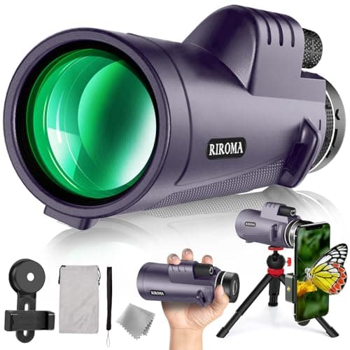 40X60 Monocular Telescope with Smartphone Holder & Tripod, Power Prism Compact Monoculars for Adults Kids, HD Monocular Scope for Bird Watching Hiking Concert Travelling Purple - Image 1