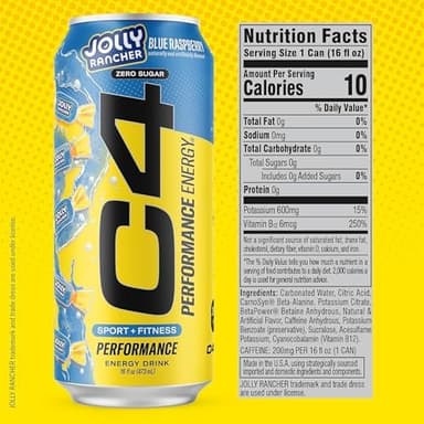 Cellucor C4 Performance Energy Drink | JOLLY RANCHER Variety Pack | Zero Sugar Carbonated Preworkout Energy | 200mg Caffeine with Beta Alanine | 16 Fl Oz (12 Pack - Image 3
