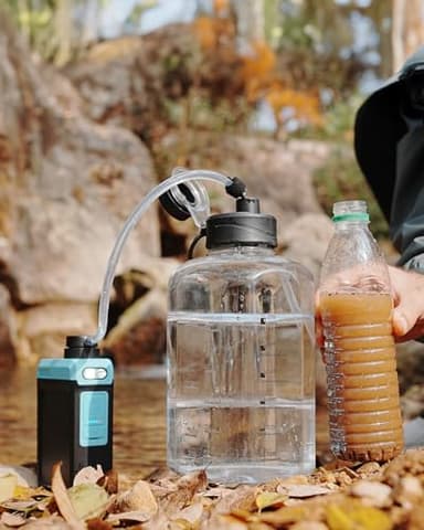 BKLES 3-in-1 Solar Electric Water Filter with Hand Pump - Camping Water Filtration System Survival, Portable Water Purifier with Emergency Light, Survival Kit for Backpacking, Birthday Gifts for Men - Image 11