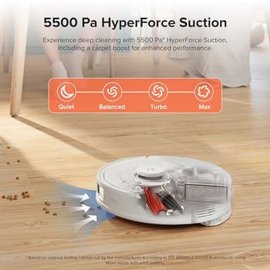 roborock Q8 Max+ Robot Vacuum and Mop, Self-Emptying, Hands-Free Cleaning for up to 7 Weeks, Reactive Tech Obstacle Avoidance, 5500 Pa Suction, DuoRoller Brush, APP-Controlled Mopping, White - Image 5