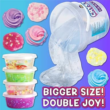 4 LB Huge Glassy Clear Slime Bucket Toy for Kids, FunKidz 64 FL OZ Premade Big Crystal Slime Pack Gift with 29 Sets Add-ins Jumbo Slime Kit for Girls Boys Party Present - Image 2