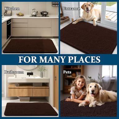 OLANLY Dog Door Mat for Muddy Paws 70x46, Absorbs Moisture and Dirt, Absorbent Non-Slip Washable Doormat, Quick Dry Chenille Mud Mat for Dogs, Entry Indoor Entryway Carpet for Inside Floor, Brown - Image 8