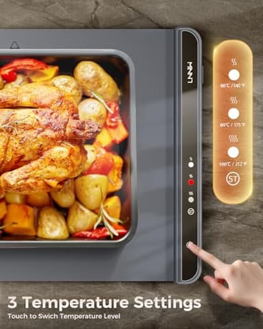 Warming Mat for Food,Food Warming Mat,Electric Warming Tray for Buffets Party and Home Daily Use,Heating Fastly in 10s,Portable Design,Timed Function for Your Family. - Image 2