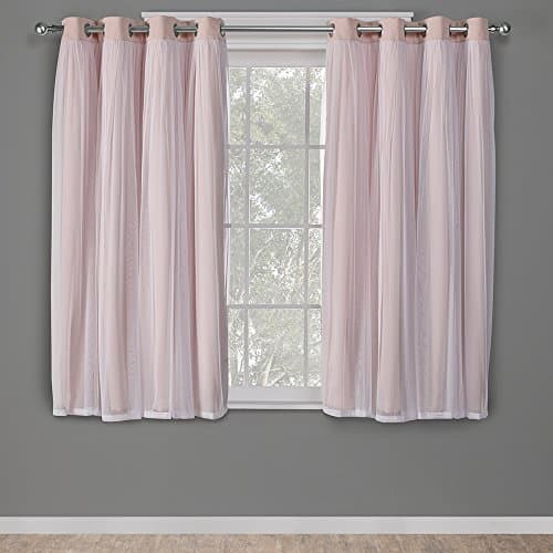 TOWN & COUNTRY LUXE Talia Double Layer Indoor Curtains, Sheer and Room Darkening Blackout, Grommet Top, Energy Efficient, 2-Pack Set, 52"W x 63"L, Rose Blush 2 Count - Image 1