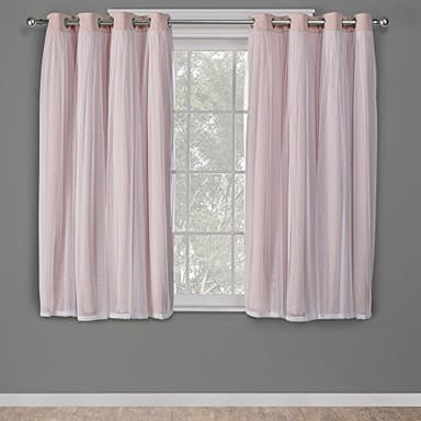 TOWN & COUNTRY LUXE Talia Double Layer Indoor Curtains, Sheer and Room Darkening Blackout, Grommet Top, Energy Efficient, 2-Pack Set, 52"W x 63"L, Rose Blush 2 Count - Image 1