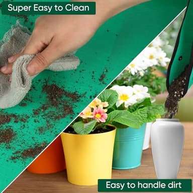 HKZ Repotting Mat for Indoor Plant - 39.5'' x 39.5'' Planting Soil Mess Control, Portable Succulent Planting Potting Tray Waterproof Gardening Bonsai Tools Transplanting(Pale Green) - Image 6