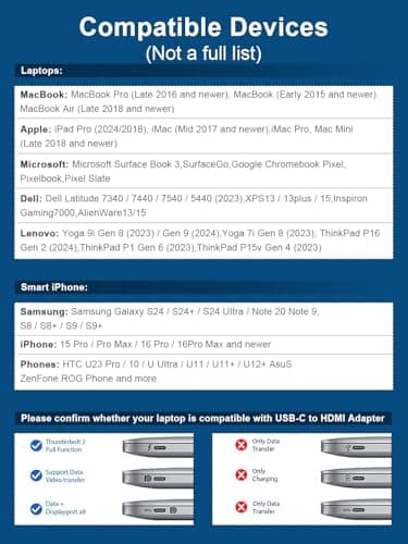 QGeeM USB C to HDMI Adapter 4K@60Hz,Type-C Thunderbolt 3/4 to HDMI Adapter Converter,Compatible for MacBook Pro,iPhone16 Max Plus,iPad Air,XPS,Galaxy S24Ultra,iMac Mini Etc.-2 Pack - Image 8