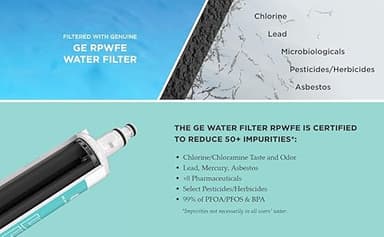 GE RPWFE Refrigerator Water Filter, Genuine Replacement Filter, Certified to Reduce Lead, Sulfur, and 50+ Other Impurities, Replace Every 6 Months for Best Results, Pack of 1 - Image 6