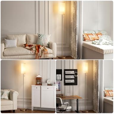 Ambimall Floor Lamp for Living Room with 3 Color Temperatures Bulb, 64" Standing lamp with Linen lampshade for Bedroom, Minimalist Pole Lamp, Dark Beige Shade & Brown Pole - Image 7