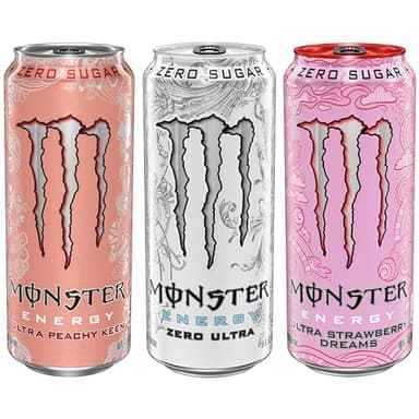 Monster Energy Ultra Variety Pack, Zero Ultra, Ultra Peachy Keen, Ultra Strawberry Dreams, Sugar Free Energy Drink, 16 Ounce (Pack of 15) - Image 4