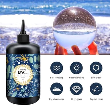OSBANG Crystal Clear Hard UV Resin Upgraded Formula Ultraviolet Fast Curing for Jewelry Making Craft Decoration, Hard Transparent Glue Solar Cure Sunlight Activated Resin (1500g) - Image 3