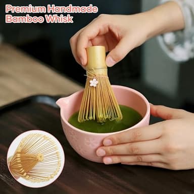 TUFGAM Matcha Whisk Set, Birthday Gifts for Women Mom Her, 8PCs Ceremony Matcha Tea Kit, 18OZ Matcha Bowl with Spout, Whisk, Bamboo Scoop, Sifter, Tea Towel, Ideal Gift for Christmas, Wedding - Image 2