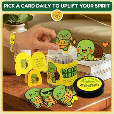 Stofinity Positive Turtle Gifts For Women - Daily Affirmation Cards For Teen Girls Trendy Stuff, Cute Birthday Gifts For Women Coworkers, Funny Sea Turtle Decor For Desk Office, Christmas Turtles Card - Image 4
