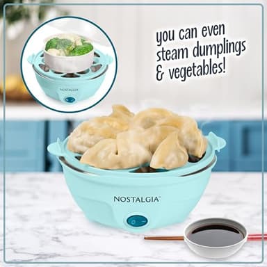 Nostalgia Retro Electric Large Hard-Boiled Egg Cooker, 7 Capacity, Poached, Scrambled, Omelets, Whites, Sandwiches, for Keto & Low-Carb Diets, Aqua - Image 5