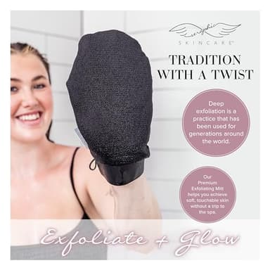 Seraphic Skincare (Original) Premium Exfoliating Mitt for Body (2pc) – 100% Vegan Viscose Traditional Body Scrub Glove Kessa Korean Washcloth – Body Exfoliator for Self-Tan Removal & Keratosis Pilaris - Image 7