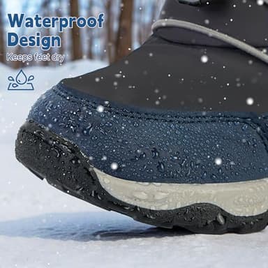 PolarPals Toddler Snow Boots Boys Girls Winter Shoes Waterproof Slip Resistant Outdoor Warm Boots for Little Kids (Grey/Dark Blue,7.5) - Image 3