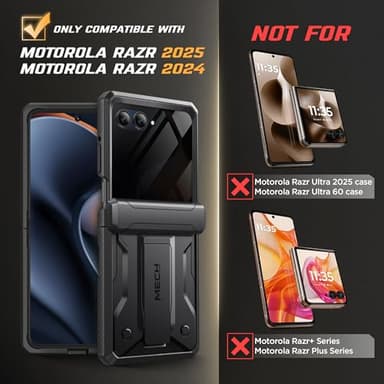 TONGATE for Motorola Razr 2025/Razr 2024 Case with Privacy Screen Protector, [Stand & Belt-Clip] [Hinge Protection Cover] [Anti-Slip], Full-Body Military Grade Protective Phone Case, Black - Image 2
