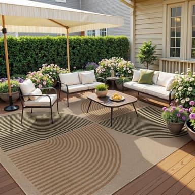 Lahome Modern Rainbow Easy Jute Rug, 8x10 Living Room & Outdoor Patio Area Rug, Contemporary Dining Room Non Slip Non Shedding Carpet for Bedroom & Backyard - Image 2