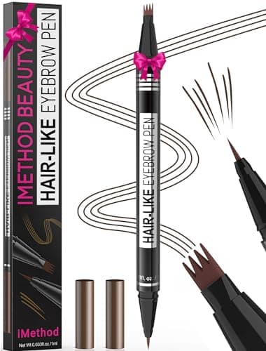 iMethod Microblading Eyebrow Pen - Eyebrow Pencil Magical 2-in-1 Dual-Ended Eye Brow Pencils for Women with 4-Fork-Tip & Precise Brush-Tip Create Natural Hair-Like Brows, Last All-Day, Dark Brown - Image 1