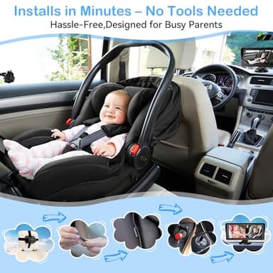 Dual Baby Car Camera for 2 Kids - 6.9'' Split Screen Ultrawide HD Display with Two Cameras, Easy Setup, Rotatable Night Vision Cameras, Ideal for Parents, Grandparents, Safe & Clear Viewing - Image 4