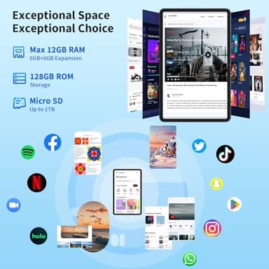 JJGJ Android 14 Tablet with Keyboard, 12GB RAM (6+6), 128GB Storage, 1TB Expandable, 8000mAh Battery, 10 Inch 2-in-1 Tablets, Includes Case, Mouse & Stylus（Green Case） - Image 5