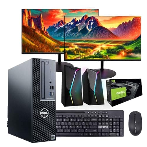 Dell Precision Workstation PC | Quadro P620 GPU - Editing & Design | Windows 11 Pro | Intel i5-9500 | 32GB RAM 2TB SSD | New 24" LCDs | RGB Speakers | WiFi 6 AX200 + BT (Renewed) - Image 1