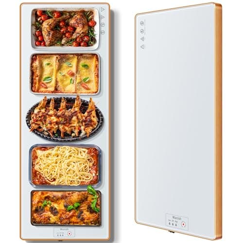 Electric Warming Tray（Extra Long 40”x12”），Food Warmer with Thermostat and Full Surface Heating，Food Warming Mat with 2 Temperature Modes for Buffets Party，Gatherings，White - Image 1