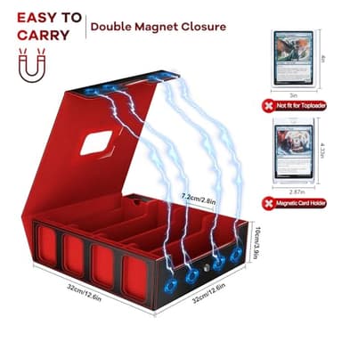 Gomyrod Card Storage Box 3200+ MTG Deck Box with 30 Colorful Divider, 4 Row Commander Trading Card Cases with Portable Handle & Display Windows, Fits for MTG/TCG/Magic Cards, Patented Design - Image 3