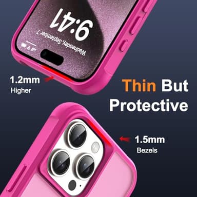 SKYLMW Compatible with iPhone 15 Pro Max Case with Invisible Magnetic O-Ring Stand Military-Grade Translucent Case for iPhone 15 ProMax 6.7" [Compatible with Mag-Safe][Great Grip Feeling], Rose - Image 6